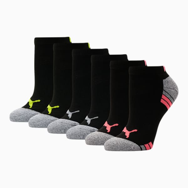 Women's Half-Terry Low Cut Socks [6-Pack], BLACK / PINK, extralarge